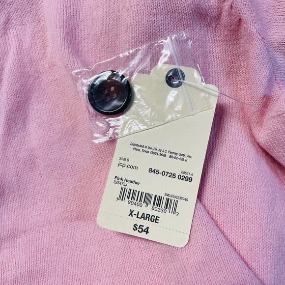 St. Johns Bay Womens Pink Button Front Retro Stripe Cardigan Sweater XL - Picture 4 of 5